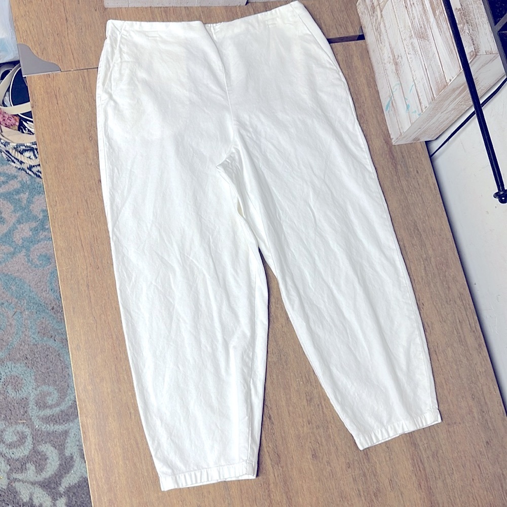 Eileen Fisher White Lantern Pants
